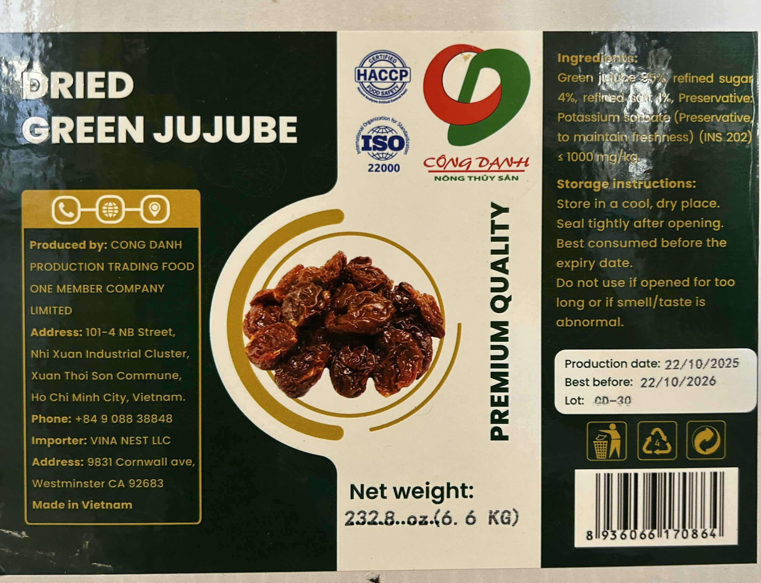 DRIED GREEN JUJUBE