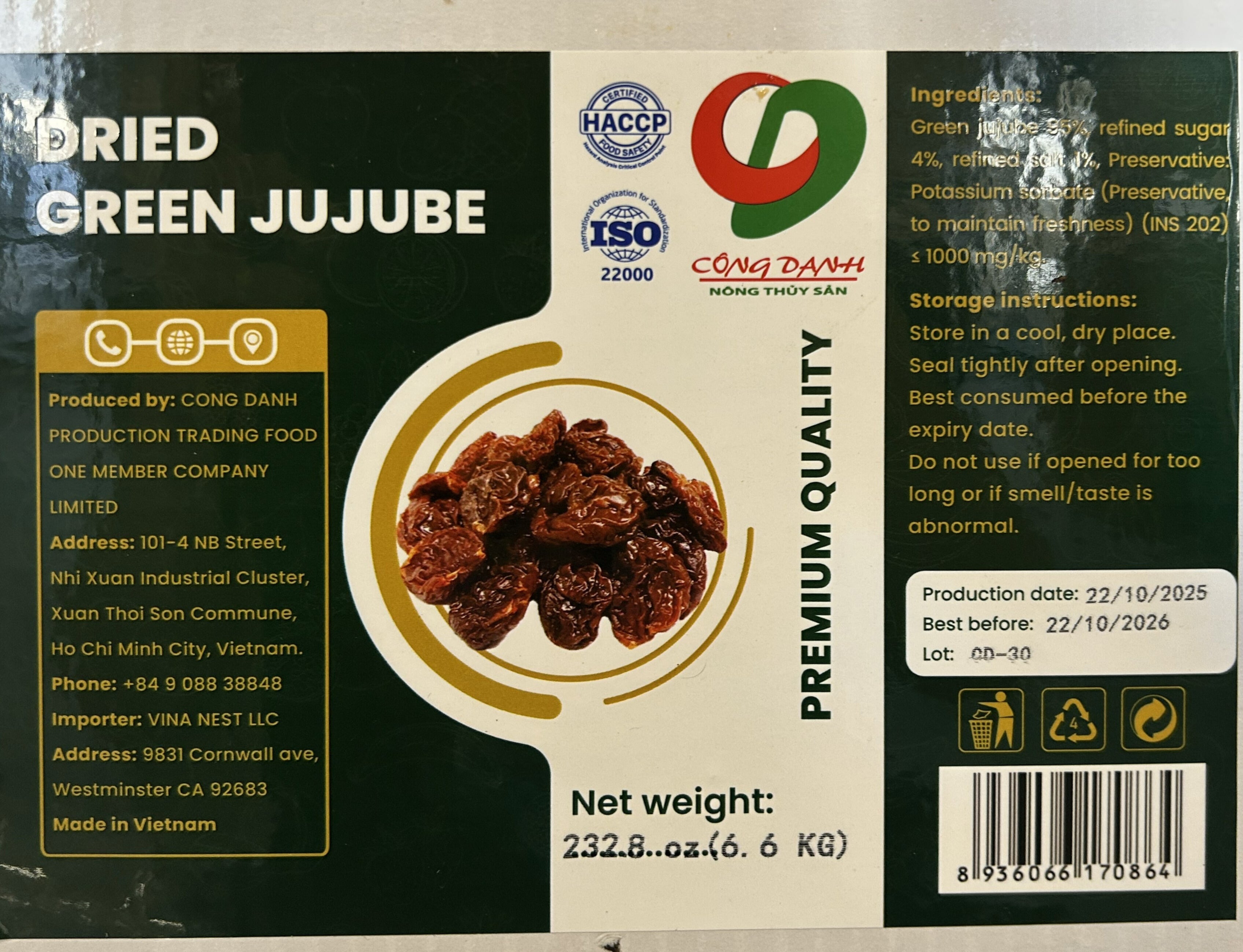 DRIED GREEN JUJUBE